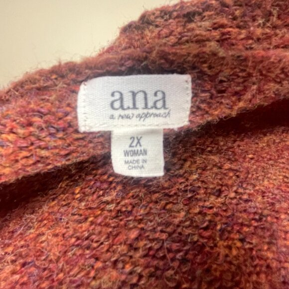 a.n.a A New Approach Long Sleeve Cardigan Sweater Plus Size 2X Burnt Orange - Picture 7 of 8